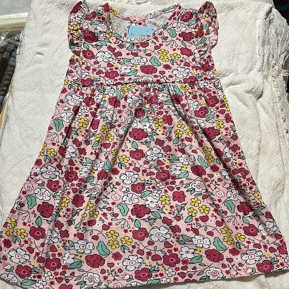 NEW Floral Sleeveless Lightweight Cotton Flutter Sleeve Summer Dress - Picture 1 of 3